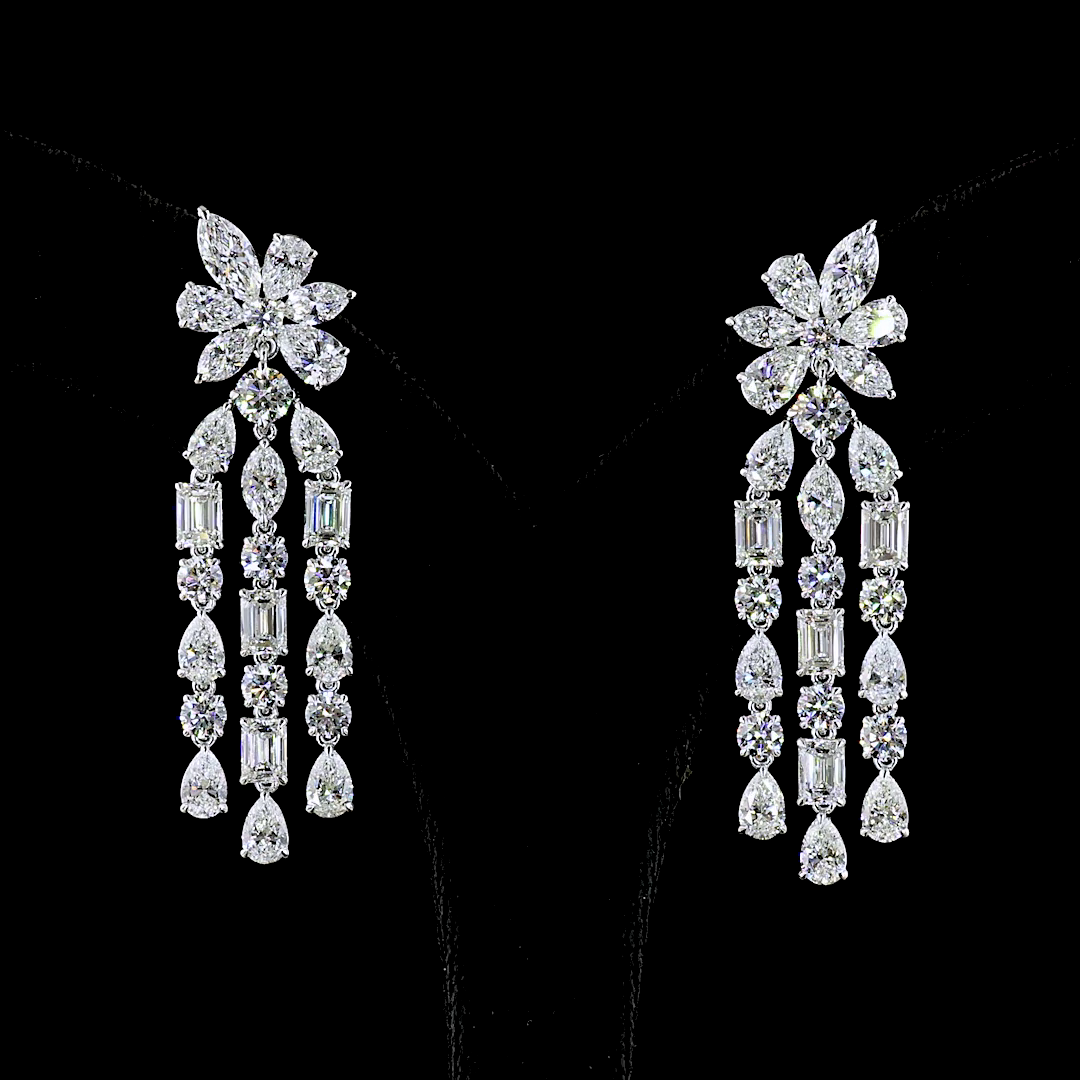 13.63 CTTW MIX Lab Grown Diamond Hanging Earring (E Color and VS Clarity)
