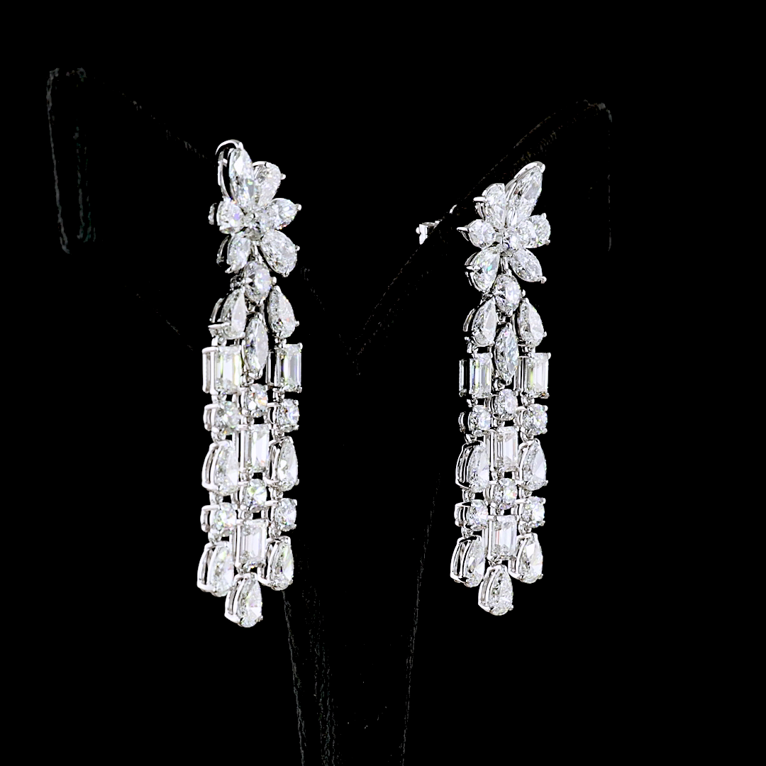 13.63 CTTW MIX Lab Grown Diamond Hanging Earring (E Color and VS Clarity)