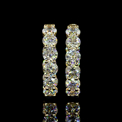 7.00 CTTW Round Lab Grown Diamond Huggies Earring 22.95mm (F Color and VS2 Clarity)