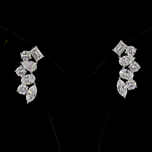 6.03 CTTW Marquise Lab Grown Diamond Crawler Earring Size 22.4 (E Color and VS Clarity)