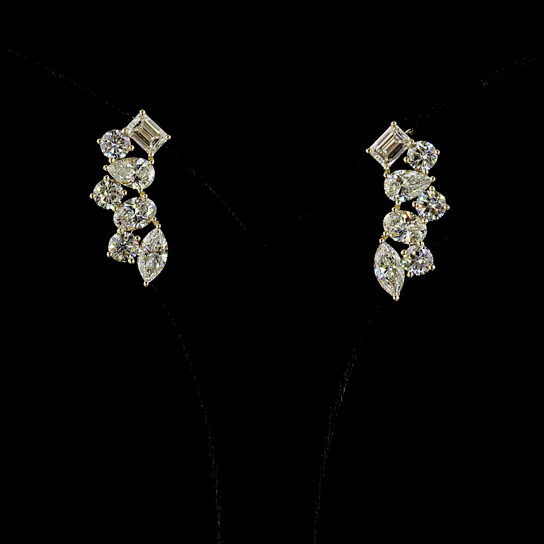 5.98 CTTW Oval Lab Diamond Crawler Earring (E Color and VS Clarity)
