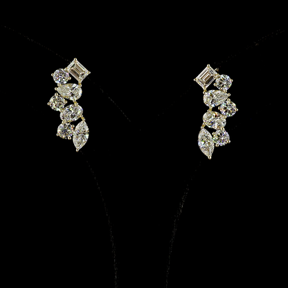 6.02 CTTW Pear Lab Diamond Crawler Earring (E Color and VS Clarity)