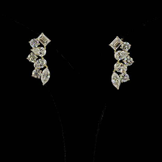 6.02 CTTW Pear Lab Grown Diamond Crawler Earring Size 22.4 (E Color and VS Clarity)