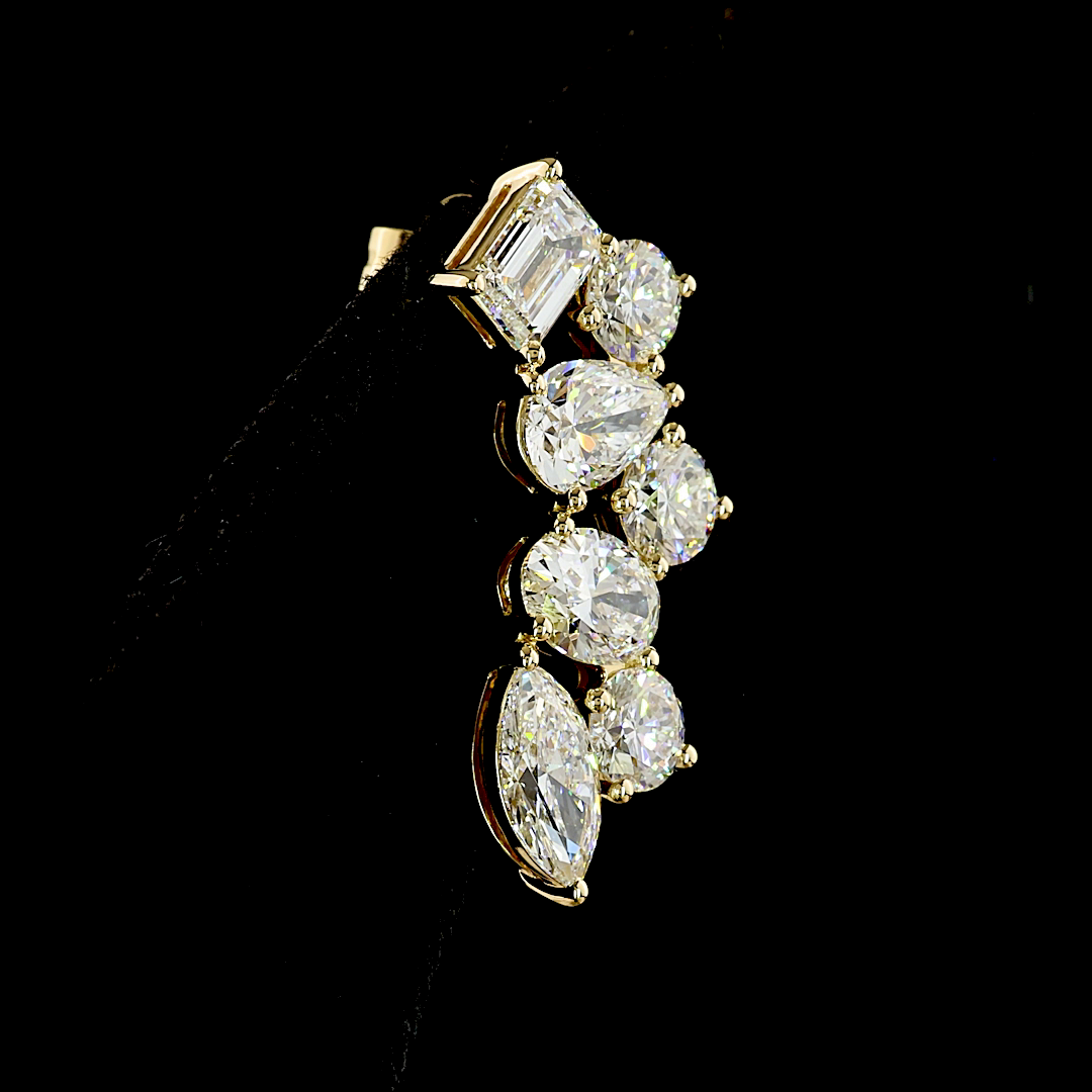 6.02 CTTW Pear Lab Grown Diamond Crawler Earring Size 22.4 (E Color and VS Clarity)
