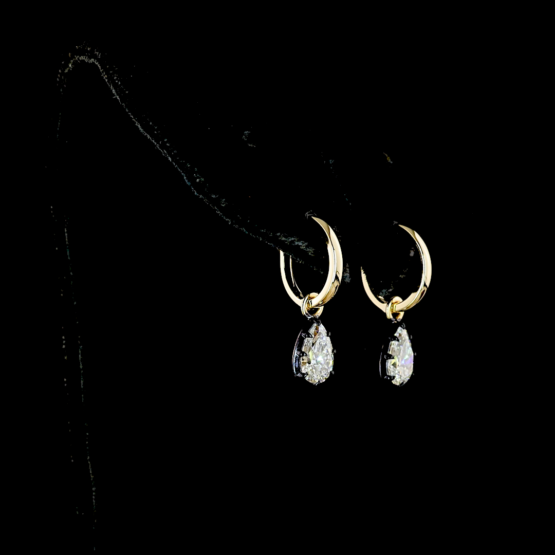 1.44 CTTW Pear Lab Diamond Hanging Earring (E Color and VS Clarity)