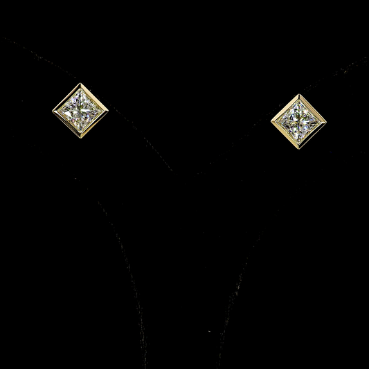 3.07 CTTW Princess Lab Diamond Studs Earring (E Color and VVS2 Clarity)