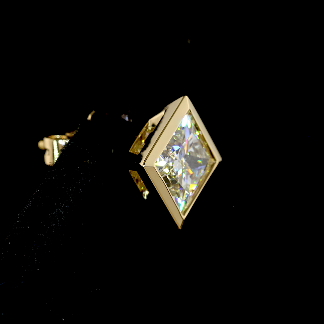 3.07 CTTW Princess Lab Diamond Studs Earring (E Color and VVS2 Clarity)