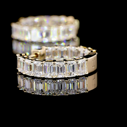 3.09 CTTW Emerald Lab Diamond Huggies Earring 14k Yellow Gold (F Color and VS2 Clarity)