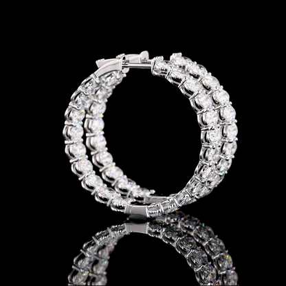 8.96 CTTW Oval Lab Diamond Hoops Earring 14k White Gold (F Color and VS2 Clarity)
