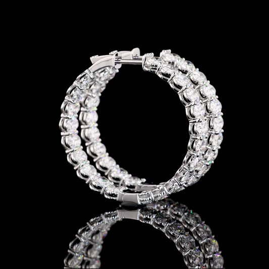 8.96 CTTW Oval Lab Diamond Hoops Earring 14k White Gold (F Color and VS2 Clarity)