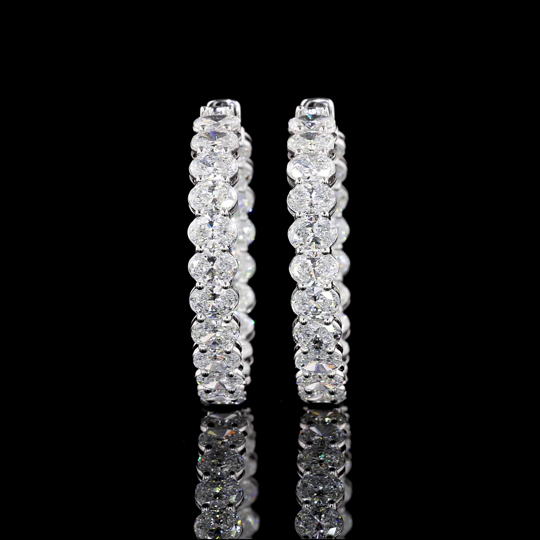 8.96 CTTW Oval Lab Diamond Hoops Earring 14k White Gold (F Color and VS2 Clarity)
