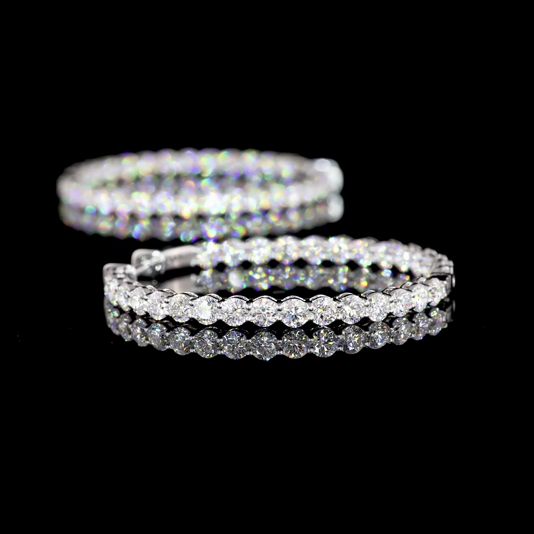 4.08 CTTW Round Lab Diamond Hoops Earring 32mm 14k White Gold E Color and VS1 Clarity jewelry-spot-usa