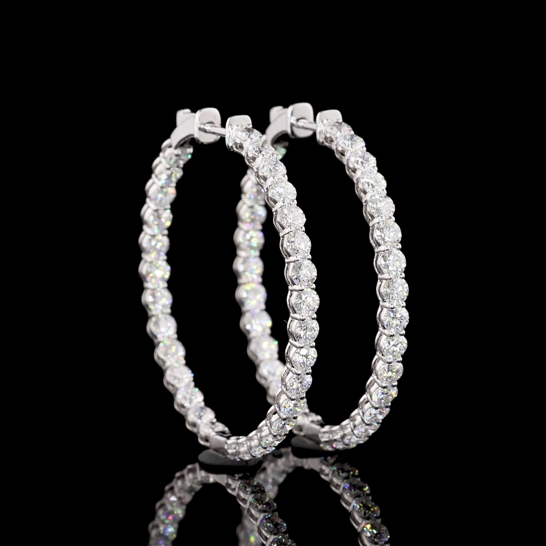 4.08 CTTW Round Lab Diamond Hoops Earring 32mm 14k White Gold E Color and VS1 Clarity jewelry-spot-usa