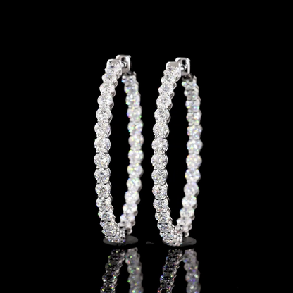 4.08 CTTW Round Lab Diamond Hoops Earring 32mm 14k White Gold E Color and VS1 Clarity jewelry-spot-usa