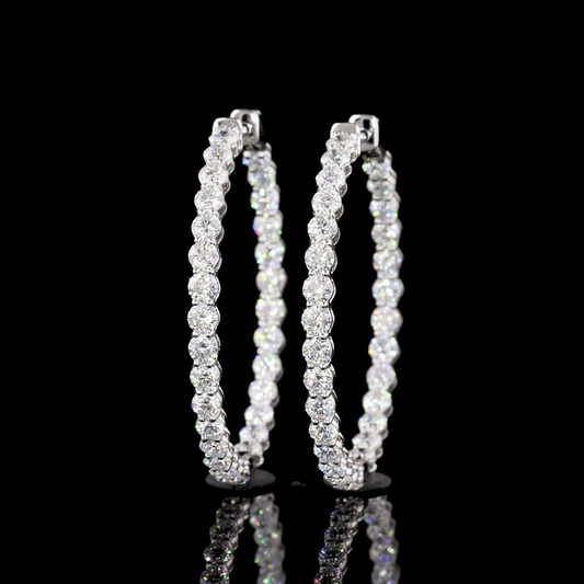 4.08 CTTW Round Lab Diamond Hoops Earring 32mm 14k White Gold E Color and VS1 Clarity jewelry-spot-usa