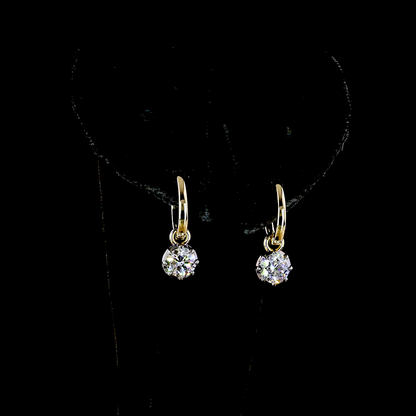 1.00 CTTW Round Lab Grown Diamond Hanging Earring (E Color and VS1 Clarity)