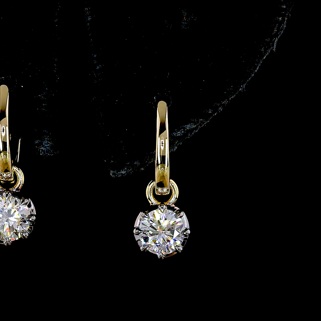 1.00 CTTW Round Lab Grown Diamond Hanging Earring (E Color and VS1 Clarity)