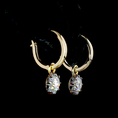 1.00 CTTW Round Lab Grown Diamond Hanging Earring (E Color and VS1 Clarity)