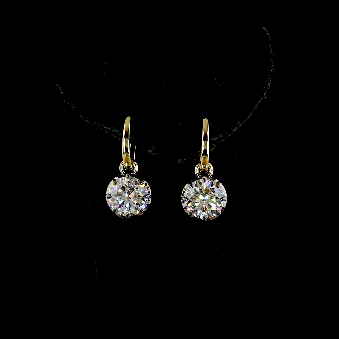 4.02 CTTW Round Lab Grown Diamond Hanging Earring Size 21.45 (F Color and VS1 Clarity)