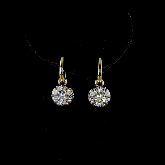 4.02 CTTW Round Lab Grown Diamond Hanging Earring Size 21.45 (F Color and VS1 Clarity)