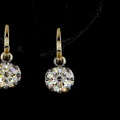 4.02 CTTW Round Lab Grown Diamond Hanging Earring Size 21.45 (F Color and VS1 Clarity)