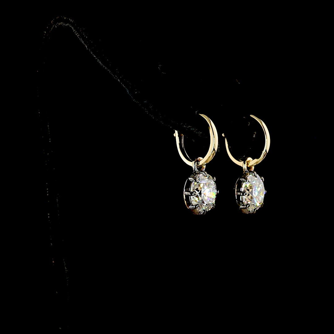 4.02 CTTW Round Lab Grown Diamond Hanging Earring Size 21.45 (F Color and VS1 Clarity)