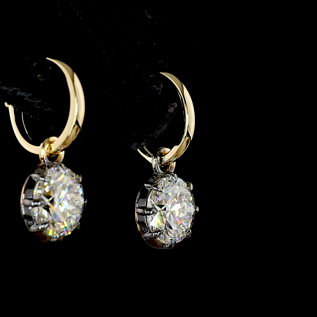 4.02 CTTW Round Lab Grown Diamond Hanging Earring Size 21.45 (F Color and VS1 Clarity)