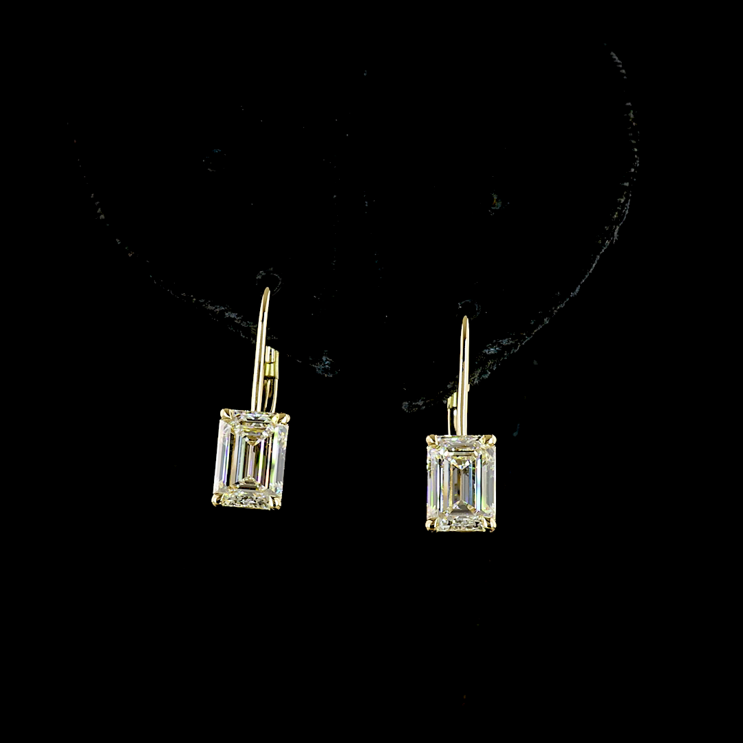 3.17 CTTW Emerald Lab Grown Diamond Hanging Earring Size 18.5 (F Color and VS1 Clarity)