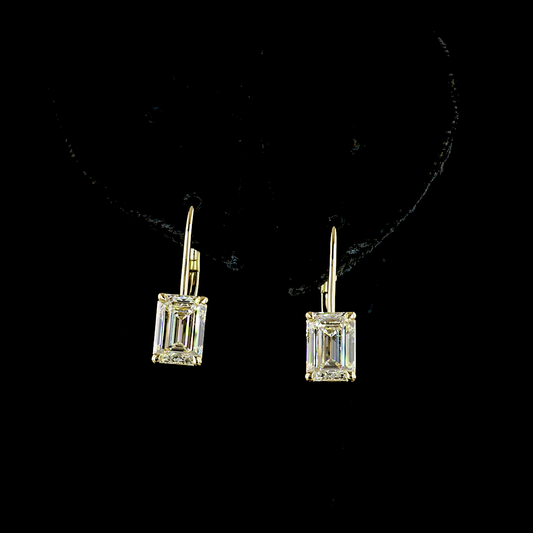 3.17 CTTW Emerald Lab Diamond Hanging Earring (F Color and VS1 Clarity)