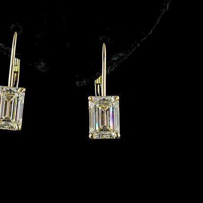 3.17 CTTW Emerald Lab Grown Diamond Hanging Earring Size 18.5 (F Color and VS1 Clarity)