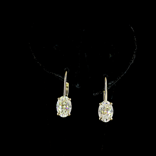 3.14 CTTW Oval Lab Diamond Hanging Earring (F/E Color and VVS2/VS1 Clarity)