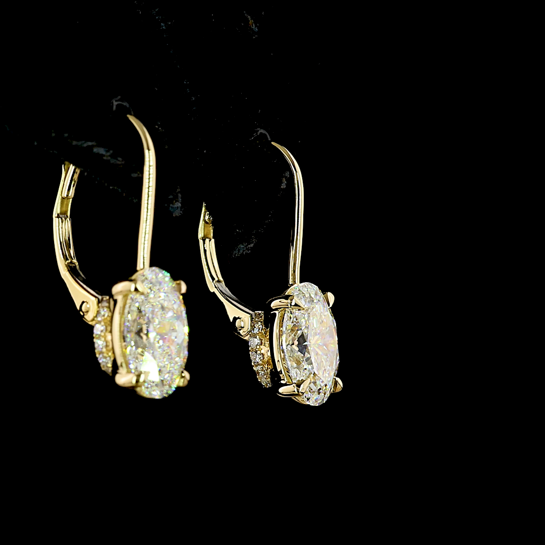 3.21 CTTW Oval Lab Diamond Hanging Earring (F Color and VS1 Clarity)