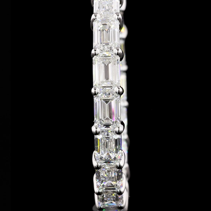 7.08 CTTW Emerald Lab Diamond Hoops Earring 30.7mm 14k White Gold F/E Color and VS1/VS2 Clarity jewelry-spot-usa