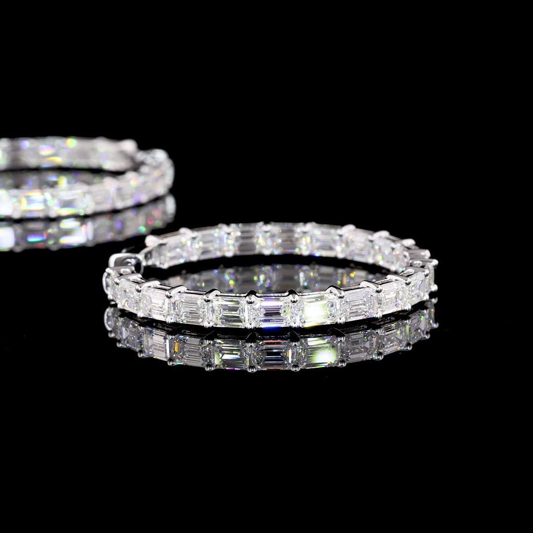 8.43 CTTW Emerald Lab Diamond Hoops Earring 34mm 14k White Gold F Color and VS1 Clarity jewelry-spot-usa