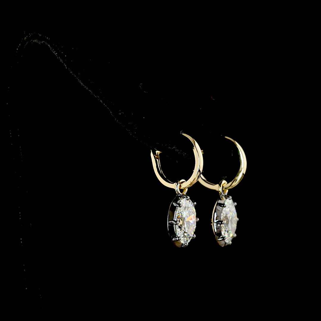3.02 CTTW Oval Lab Diamond Hanging Earring (F Color and VS1 Clarity)