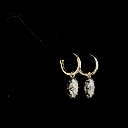 3.02 CTTW Oval Lab Diamond Hanging Earring (F Color and VS1 Clarity)