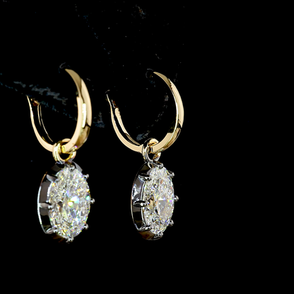 3.02 CTTW Oval Lab Diamond Hanging Earring (F Color and VS1 Clarity)
