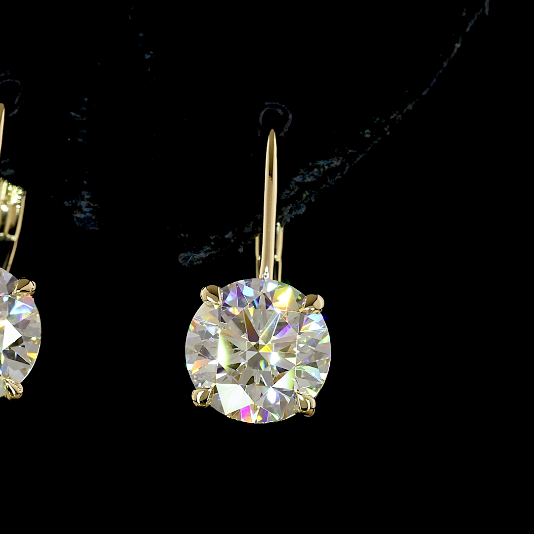4.14 CTTW Round Lab Grown Diamond Hanging Earring Size 19.6 (E Color and VS1 Clarity)