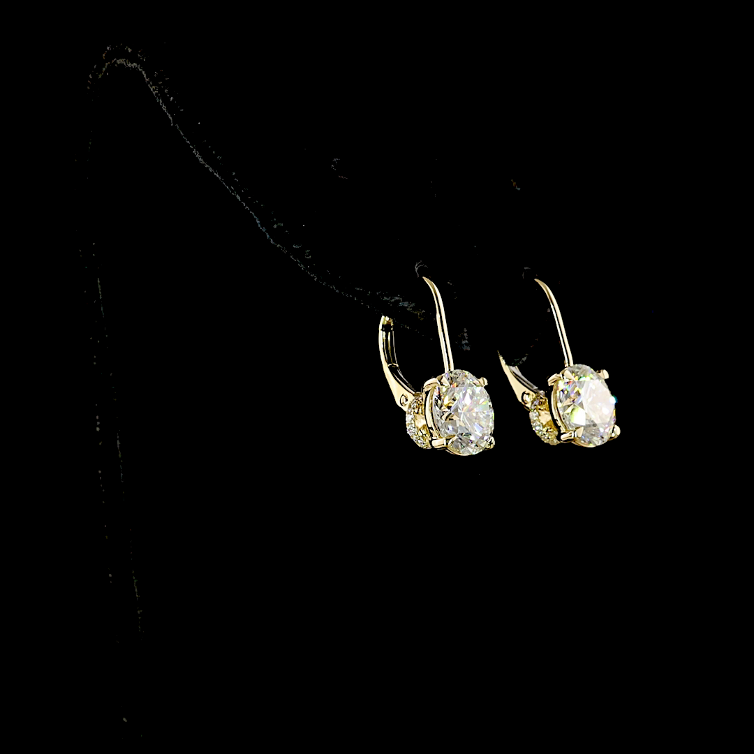4.14 CTTW Round Lab Grown Diamond Hanging Earring Size 19.6 (E Color and VS1 Clarity)