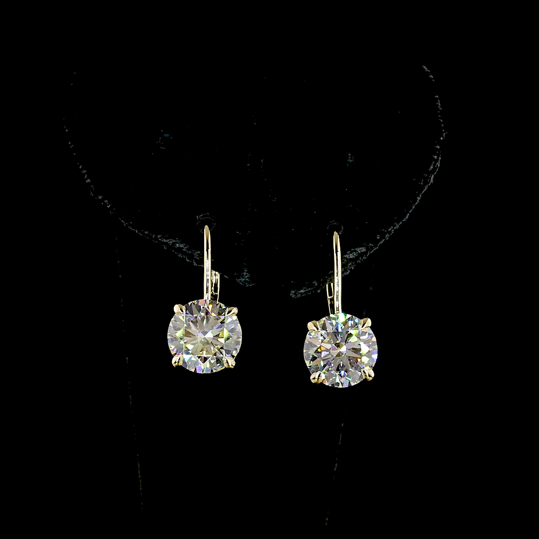5.24 CTTW Round Lab Diamond Hanging Earring (F Color and VVS2 Clarity)