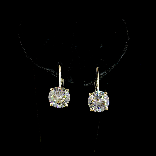 5.24 CTTW Round Lab Diamond Hanging Earring (F Color and VVS2 Clarity)