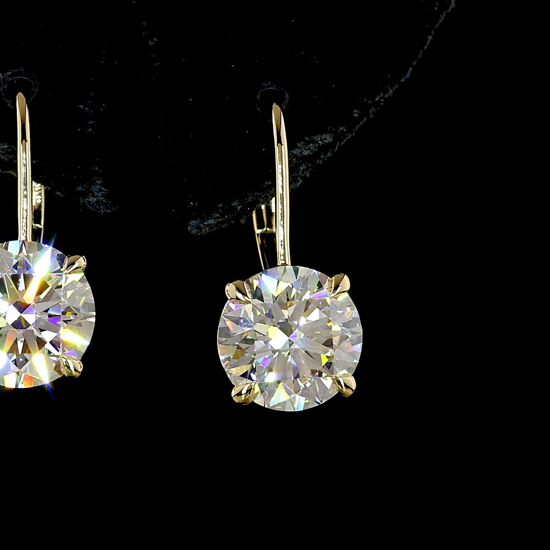 5.24 CTTW Round Lab Diamond Hanging Earring (F Color and VVS2 Clarity)