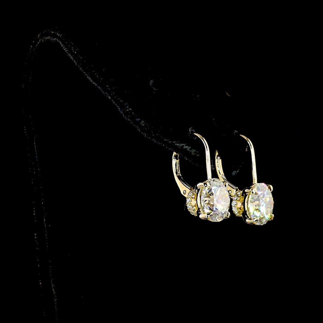 5.24 CTTW Round Lab Diamond Hanging Earring (F Color and VVS2 Clarity)
