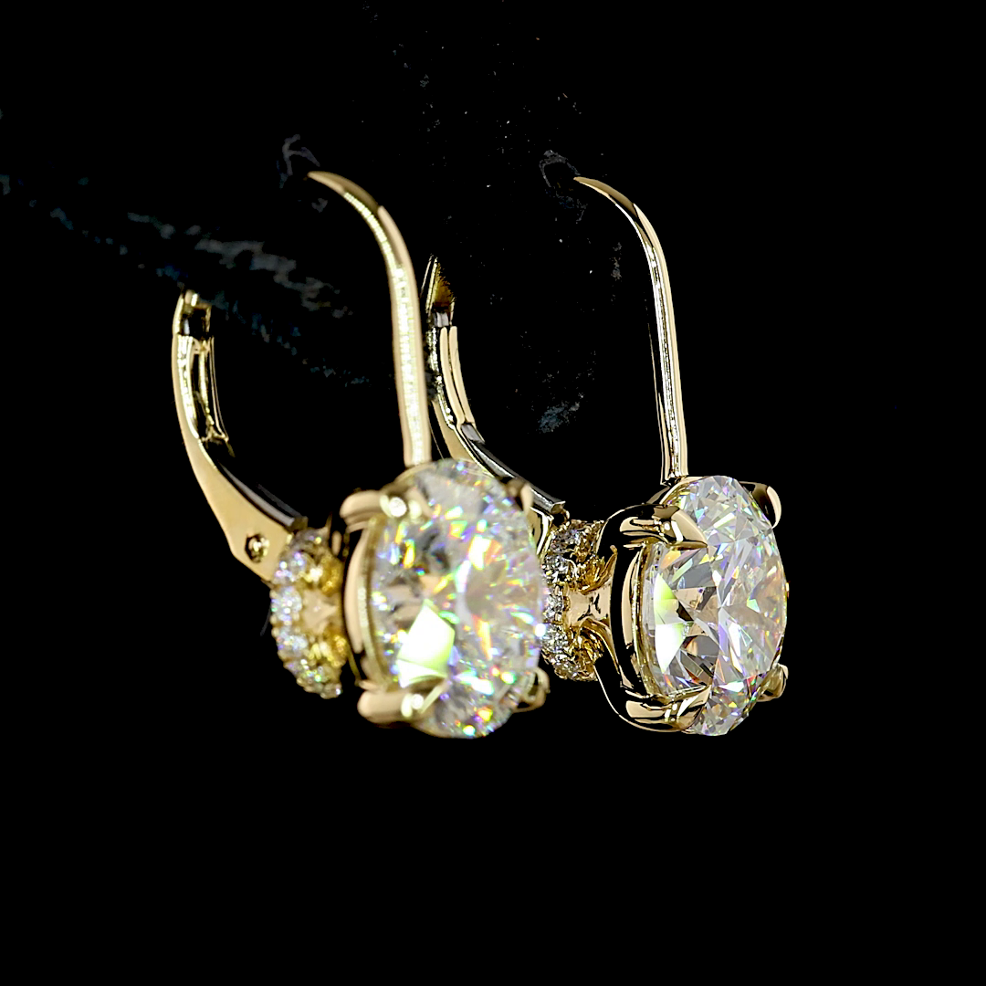 5.24 CTTW Round Lab Diamond Hanging Earring (F Color and VVS2 Clarity)