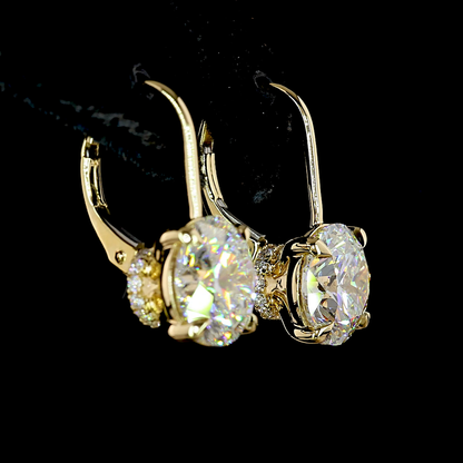 5.24 CTTW Round Lab Diamond Hanging Earring (F Color and VVS2 Clarity)