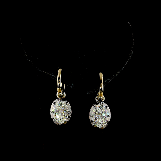 3.01 CTTW Oval Lab Diamond Hanging Earring (F/E/D Color and VS1/VVS2 Clarity)