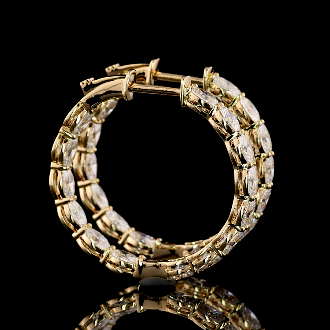 3.03 CTTW Oval Lab Diamond Hoops Earring 25mm 14k Yellow Gold F Color and VS2 Clarity jewelry-spot-usa