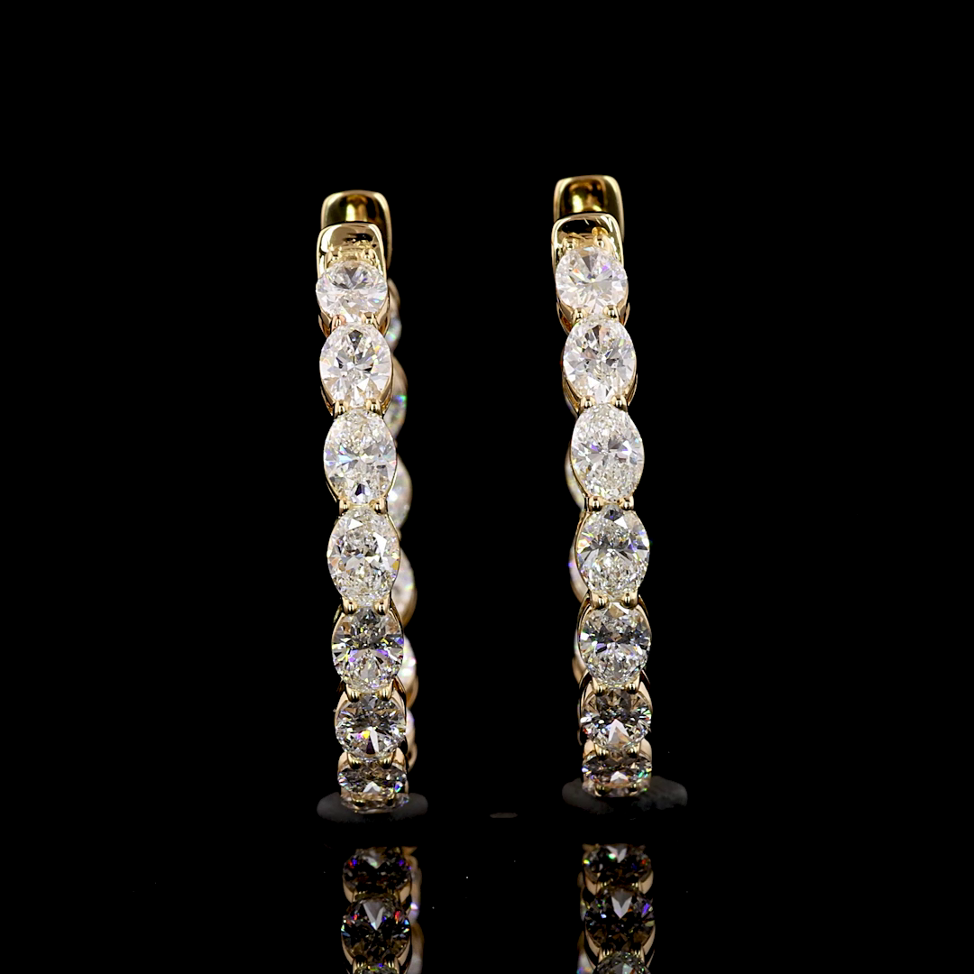 3.03 CTTW Oval Lab Diamond Hoops Earring 25mm 14k Yellow Gold F Color and VS2 Clarity jewelry-spot-usa