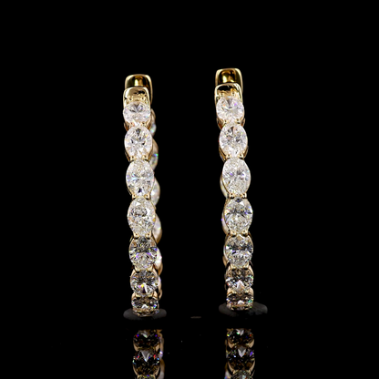 3.03 CTTW Oval Lab Diamond Hoops Earring 25mm 14k Yellow Gold F Color and VS2 Clarity jewelry-spot-usa