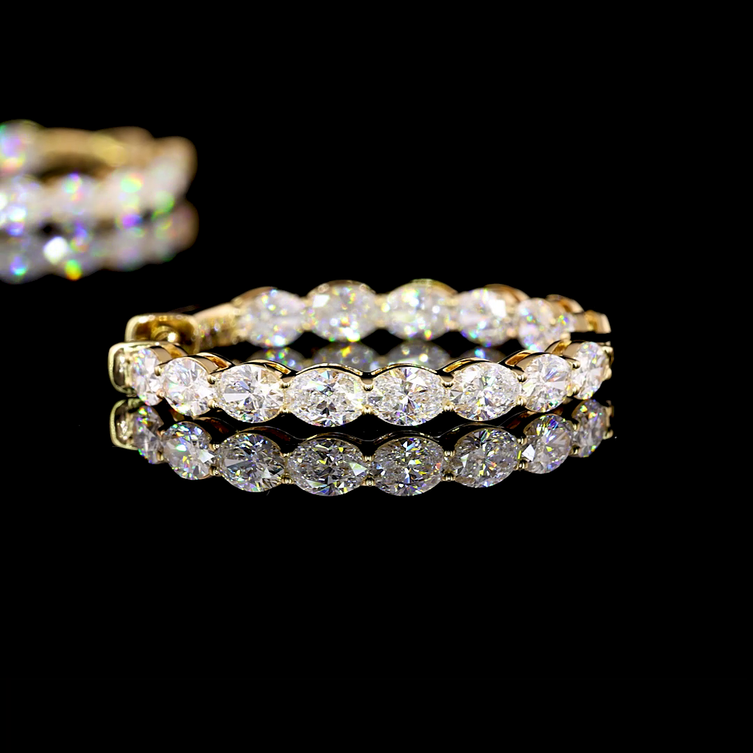 3.03 CTTW Oval Lab Diamond Hoops Earring 25mm 14k Yellow Gold F Color and VS2 Clarity jewelry-spot-usa